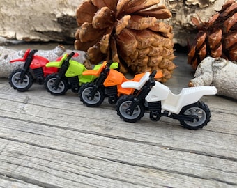 Motorcycle Dirt Bike with Black Chassis and Light Bluish Gray Wheels, You Pick the Color – Genuine LEGO® Vehicle