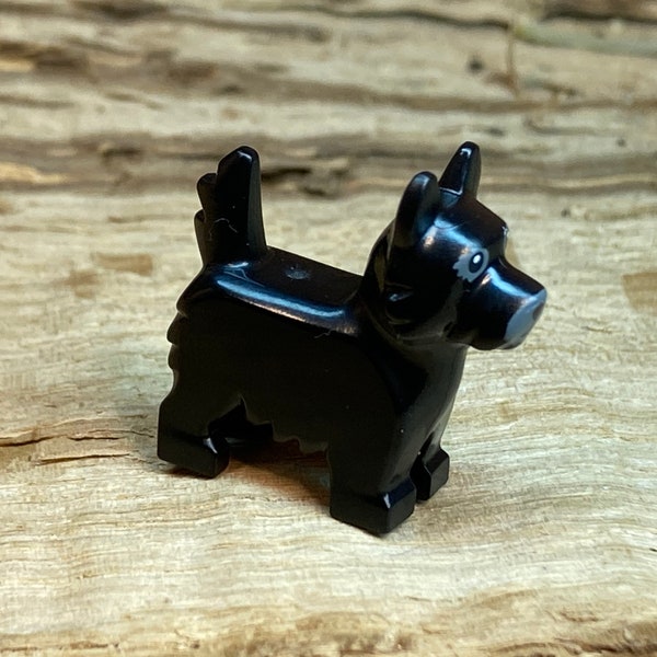Terrier with Black Eyes and Nose on Gray Background - BAM, Genuine LEGO® Animal