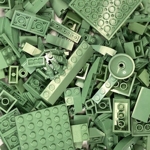 Sand Green Bulk Lot of Blocks Parts & Pieces, 1/2 Pound - Genuine LEGO®