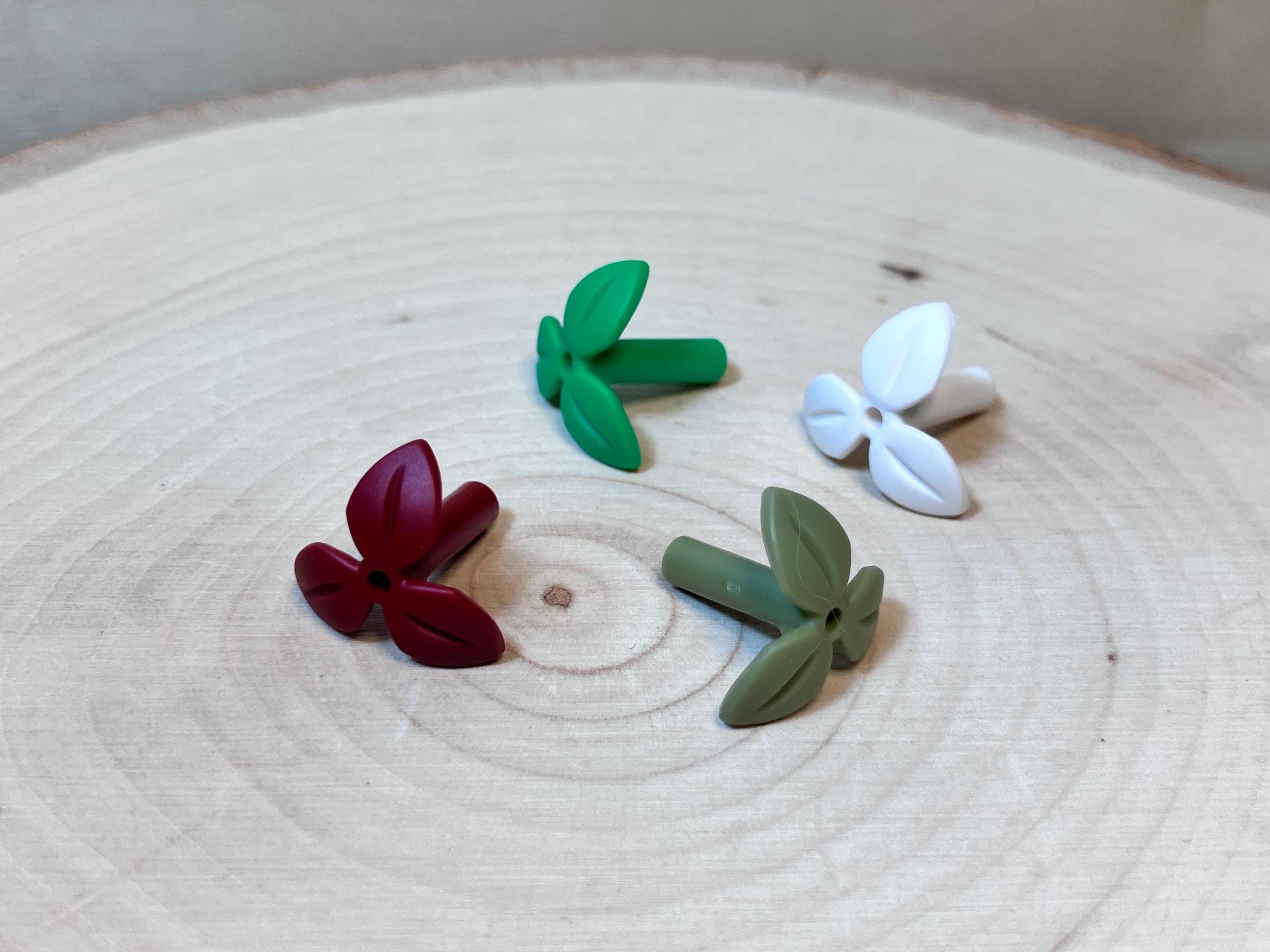 10-pack Plant Stem With 3 Leaves and Bottom Pin - Genuine LEGO