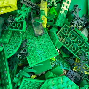 Green Bulk Lot of Blocks Parts & Pieces, 1/2 Pound - Genuine LEGO®