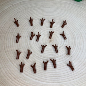 20-Pack Reddish Brown Plant Flower Stem with Bar & 3 Stems – Genuine LEGO® Part (FREE Domestic Shipping)