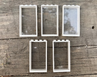White Door Frame with Trans-Clear Window, lot of 5 - Genuine LEGO® Architect Piece