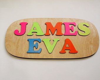 Wooden Name Puzzle ~ First & Last Name Personalized Wooden Puzzle ~ Childrens Puzzle ~ Customized Puzzle ~ Now Your personal message on back