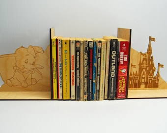 Bookends ~ Dumbo ~ Disney Gift ~ Custom Lasered Wooden Bookends ~ Unique Book Lover Gift ~ Snow White Castle ~ Disney World Bookends