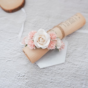Blush & White Flower Wrist Corsage: Wedding Floral Accessory