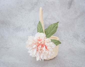 Flower girl basket, pale blush wedding flower basket, wedding basket, wedding decor