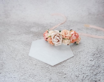 Beige Peach Wedding Wrist Corsage