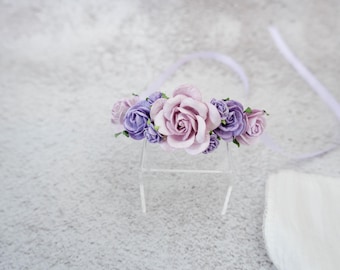 Purple Lilac Flower Wrist Corsage: Wedding Bridesmaid Accessory