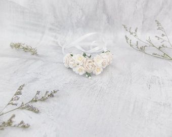 Warm White Flower Wrist Corsage: Bridal Bridesmaid Accessories