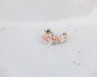 White blush flower wrist corsage, wedding accessories flower girls bridesmaids, flower bracelet