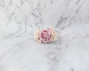 Dusty pink ivory blush wedding flower wrist corsage - bridal accessories mother of the groom bride