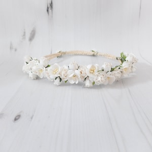 Minimal White Flower Crown: Floral Wedding Headpiece