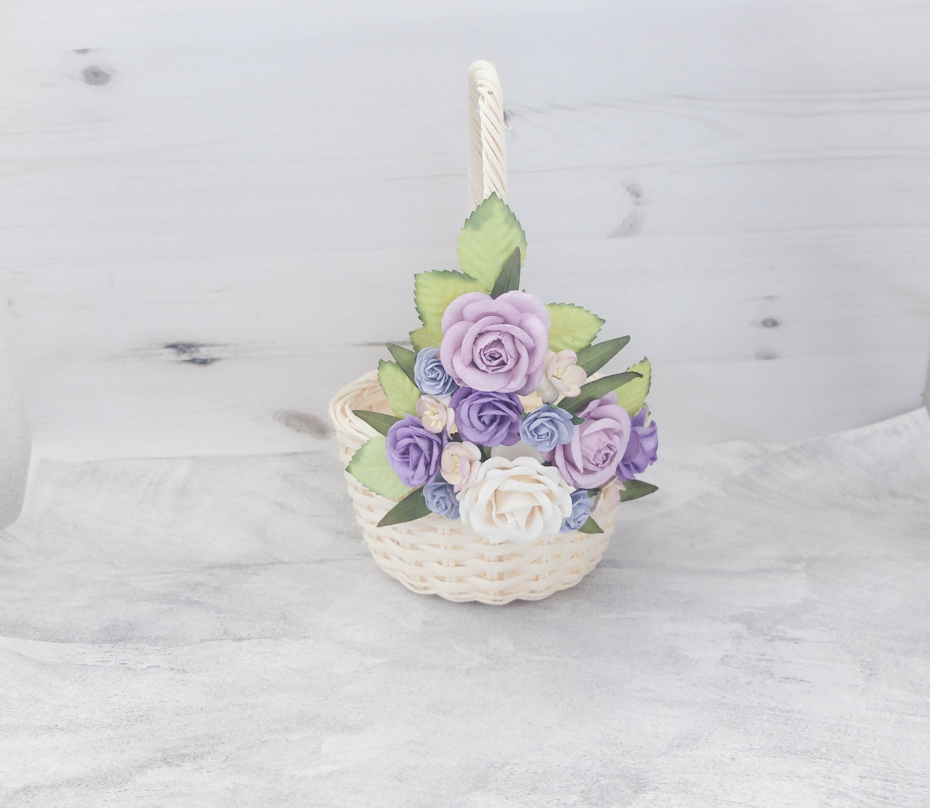Flower girl basket lilac purple lavender flower basket Etsy