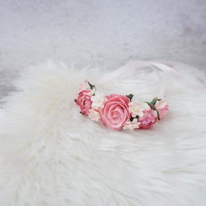 Pink flower wrist corsage, wedding accessories flower girls bridesmaids, flower bracelet