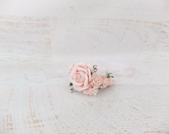 Blush wedding flower wrist corsage, bridal accessories flower girls bridesmaids, flower bracelet mother of the groom bride