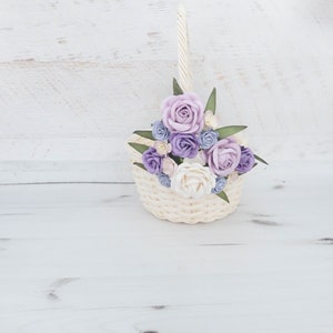 Flower girl basket, lilac purple lavender flower basket, wedding basket, wedding decor