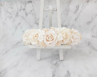 Soft white cream ivory wedding flower crown  head wreath effortless bridesmaid hair accessories flower girls