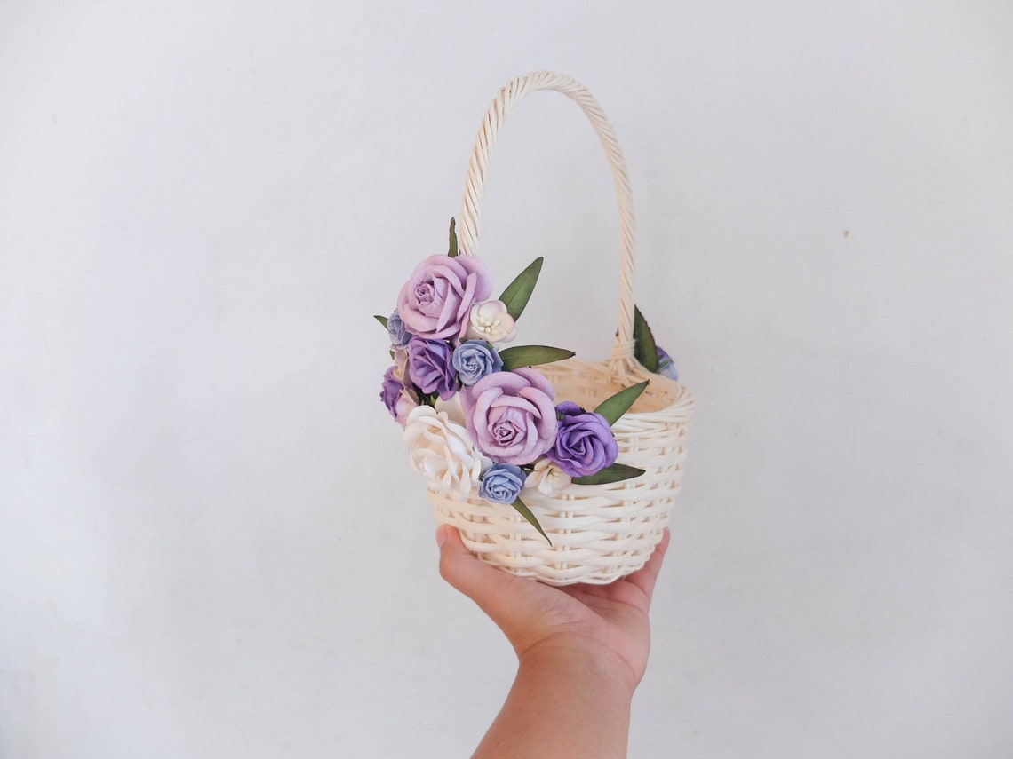 Flower girl basket lilac purple lavender flower basket Etsy