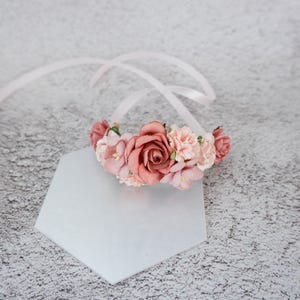 Mauve and blush flower wrist corsage, wedding accessories flower girls bridesmaids, flower bracelet
