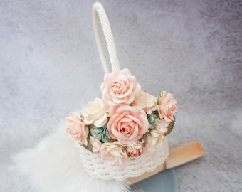 Peach Flower Girl Basket: Handcrafted Wedding accessories
