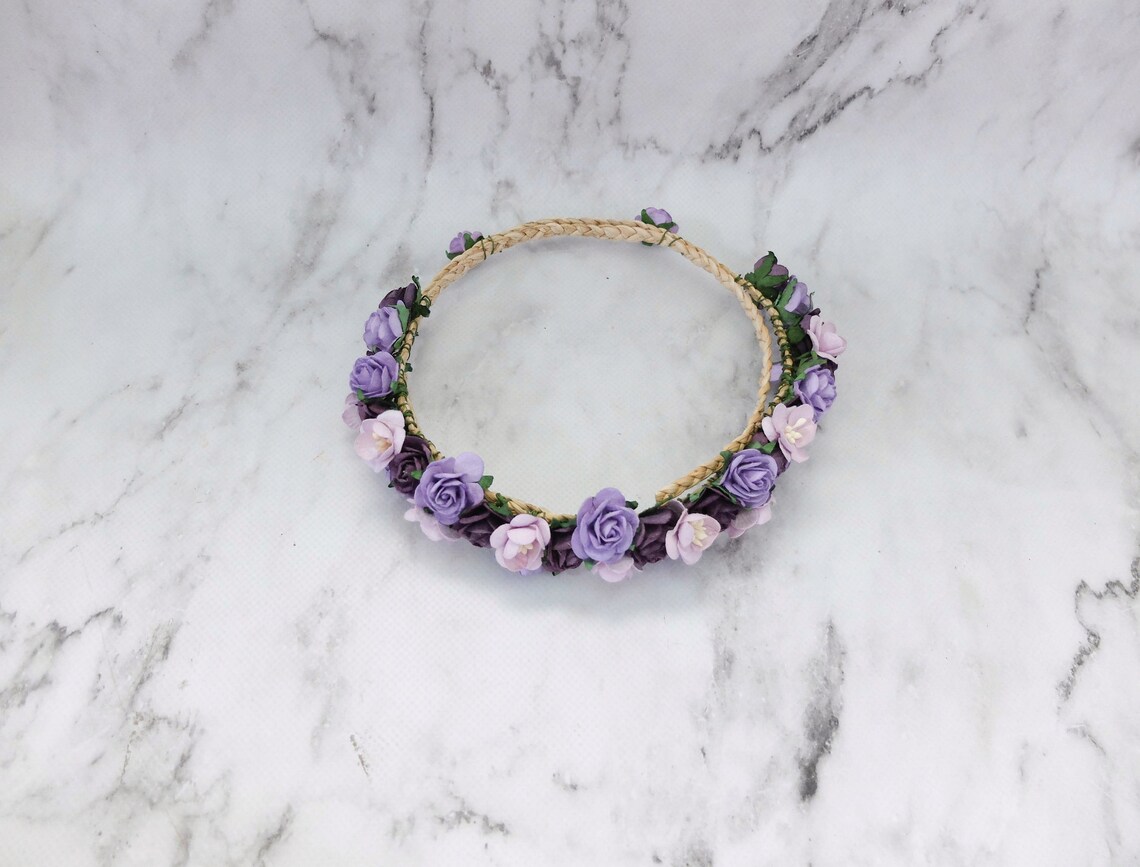 Purple Lilac Flower Crown Floral Hair Wreath Flower Etsy