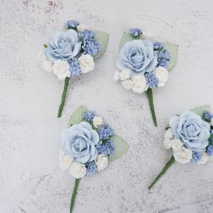 1 pc light blue flower boutonnière, buttonhole, wedding accessories prom corsage
