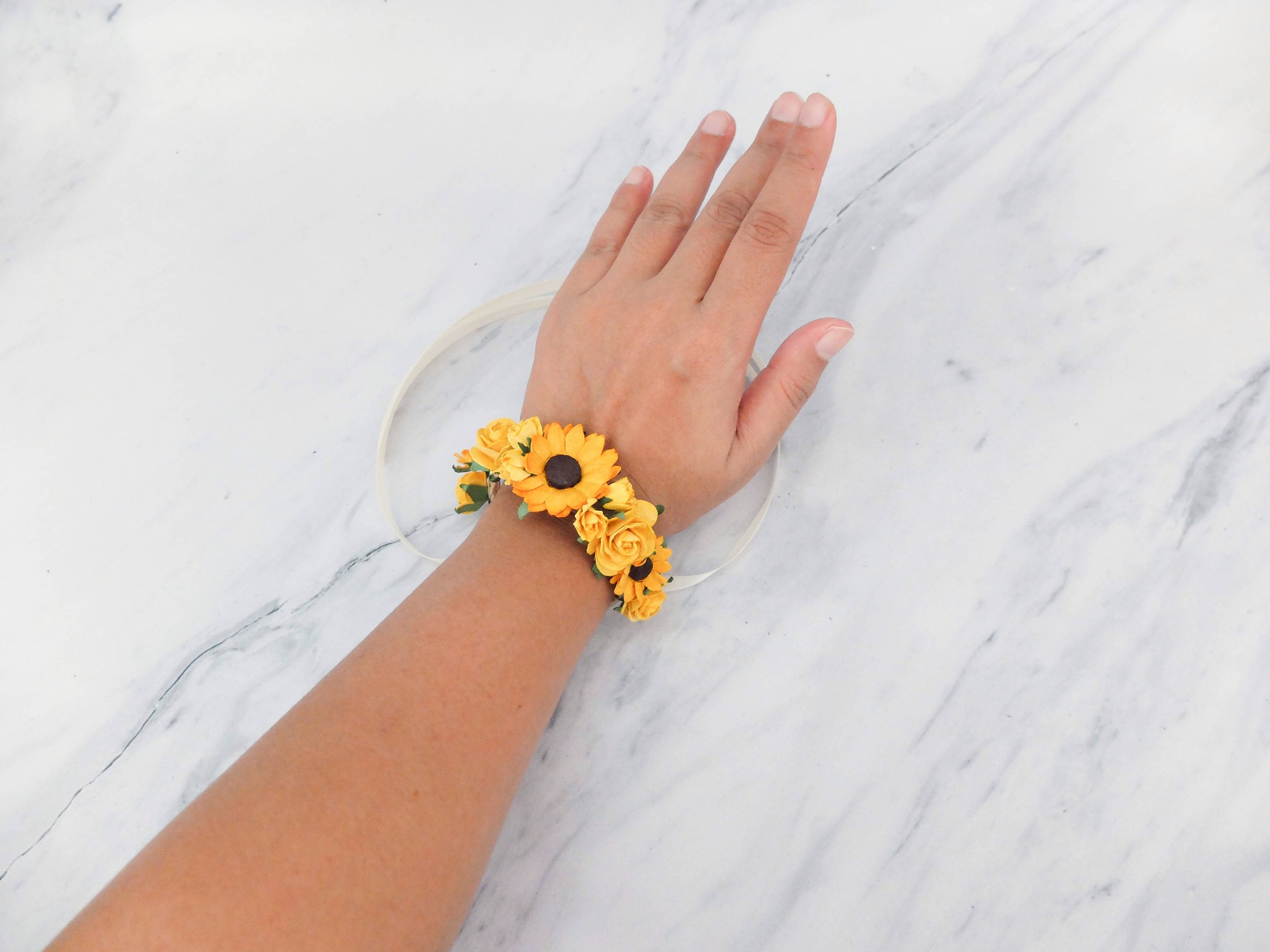 Sunflower wrist corsage burgundy or dark red optional Etsy