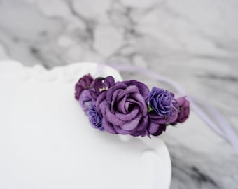 Purple Paper Flower Wrist Corsage, Floral Accessory for Bridesmaids & Prom