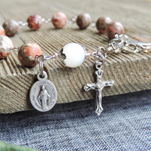 One Decade Catholic Rosary Bracelet, Neutral Colors for Any Outfit, Durable and Snag Resistant, Conversation Starter, Pretty Gift for Her