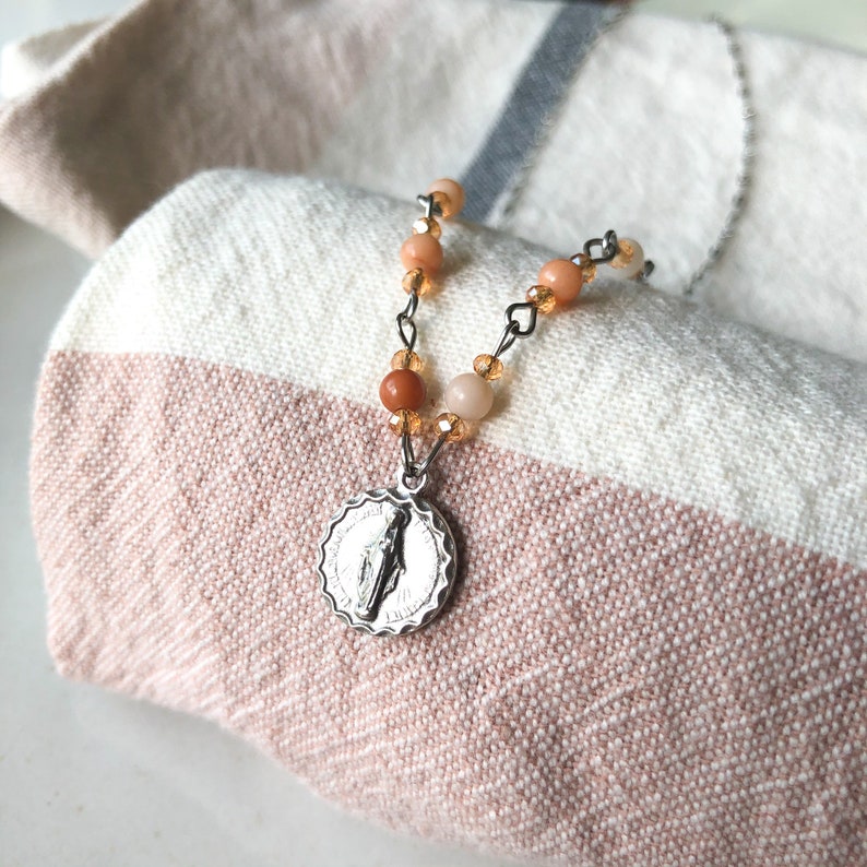 Dainty Miraculous Medal Necklace, Neutral Colors for ANY Outfit, Durable for Daily Wear, Conversation Starter, Meaningful Gift for Her image 2