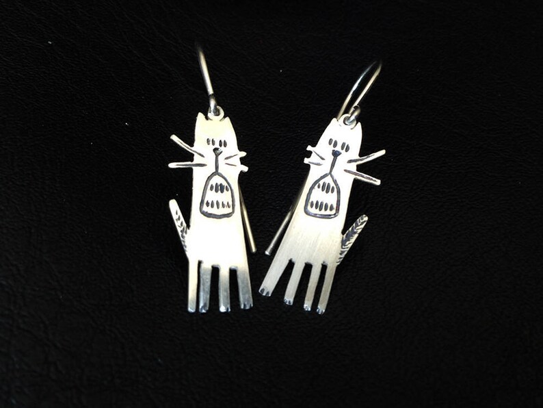 Cute Kitty Silver Earrings JILL JIM , Handmade jewelry, Kitte Cute Kitty Silver Earrings JILL JIM , Handmade jewelry, Kitte