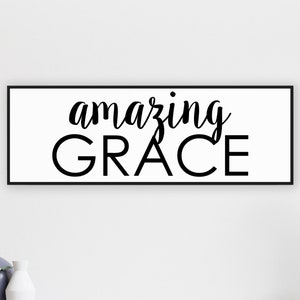 Amazing Grace Farmhouse Decor Family Framed Sign Wall Decor Family Room Decor Christian Decor Gifts Spring Home Decor
