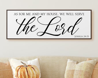 As For Me and My House We Will Serve The Lord Wedding Gift Living Room Wall Decor Farmhouse Decor Anniversary Gift for Her  Home Entry Sign