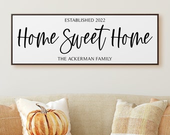 Home Sweet Home Personalized Framed Canvas Sign Gift Anniversary Gift for her Gift for Dad Housewarming Gift Spring Home Decor