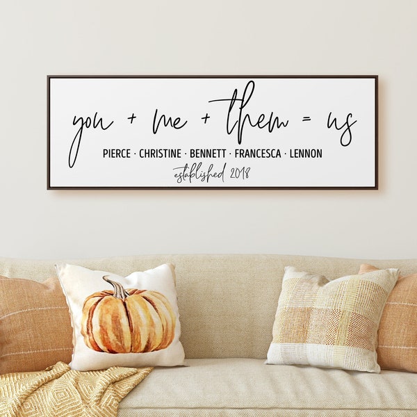 You Me Them Us Framed Canvas Sign, personalized wall decor living room Wedding anniversary blended family gift Custom Spring Home Decor