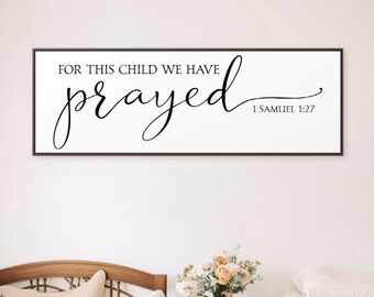 For This Child We Have Prayed Baby Shower Gift Baby Room Wall Decor Framed Canvas Sign Farmhouse Decor Kids Bedroom Sign Christian Decor