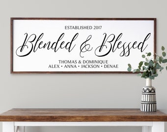 Blended and Blessed wall decor, Perfect Blend wall hanging,  Wedding Gift wood sign, Family room decor, Dining room decor