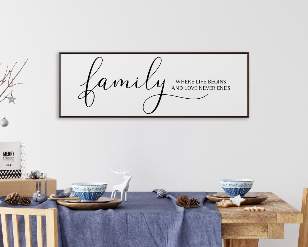 Family is Where Life Begins and Love Never Ends Large Framed Wood Sign ...