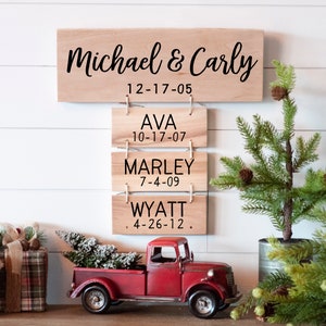 Family Gift Reclaimed Wood Custom Family Name Signs Anniversary Gift for Her Gift for Parents Gift for Mom Personalized Spring Home Decor