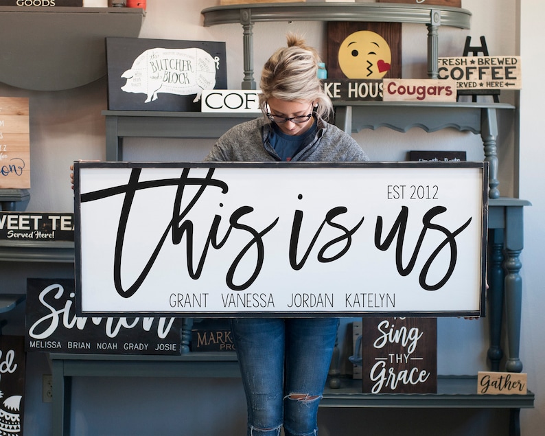 This is us wall wood sign personalized wall decor living room Etsy