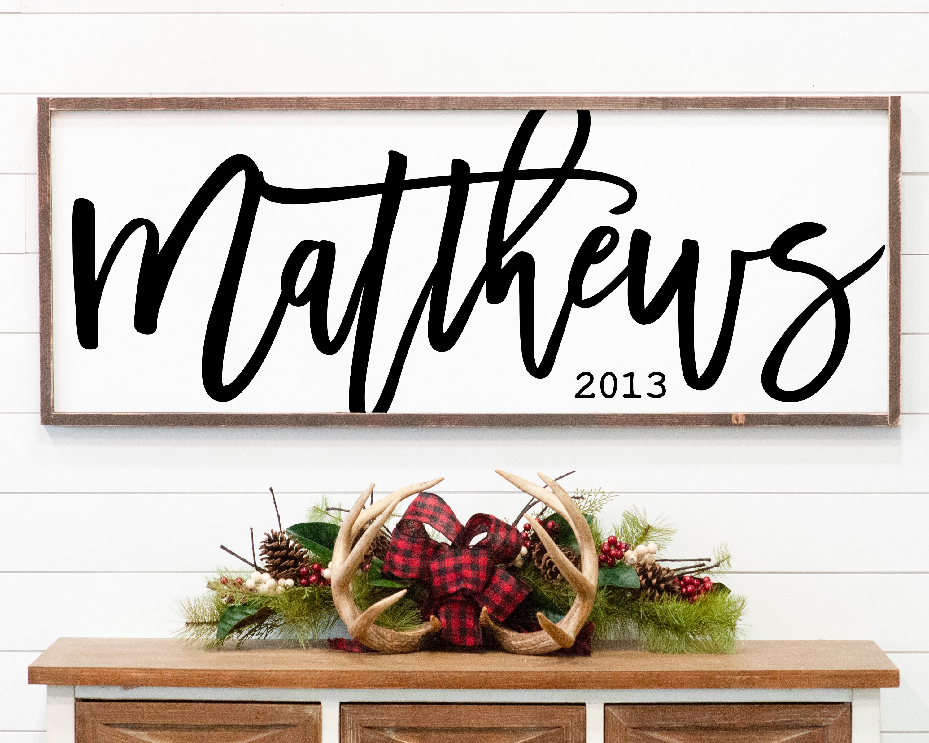 Last name wall decor Personalized wood wall art Modern Etsy