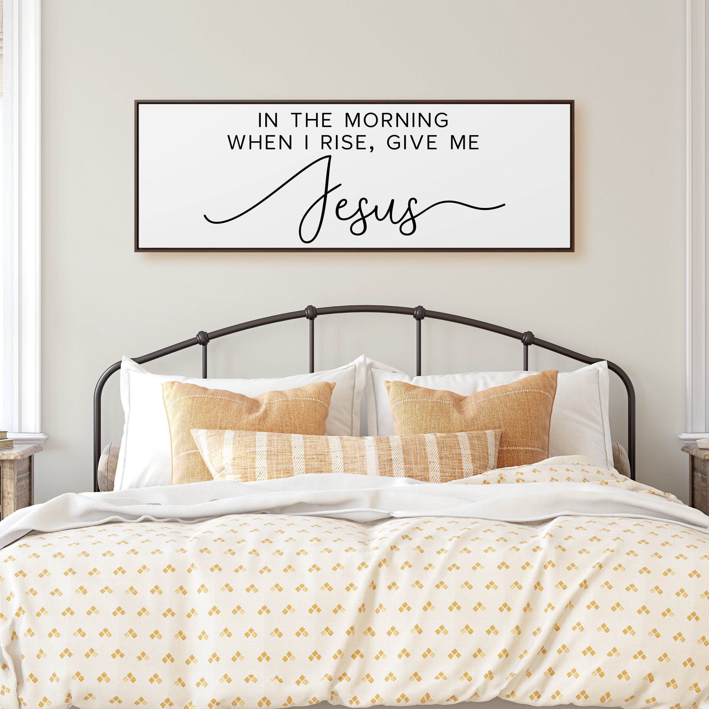 In The Morning When I Wake Give Me Jesus Bedroom Wall Decor Farmhouse Decor Anniversary Gift for Her Home Entry Sign Christian Decor