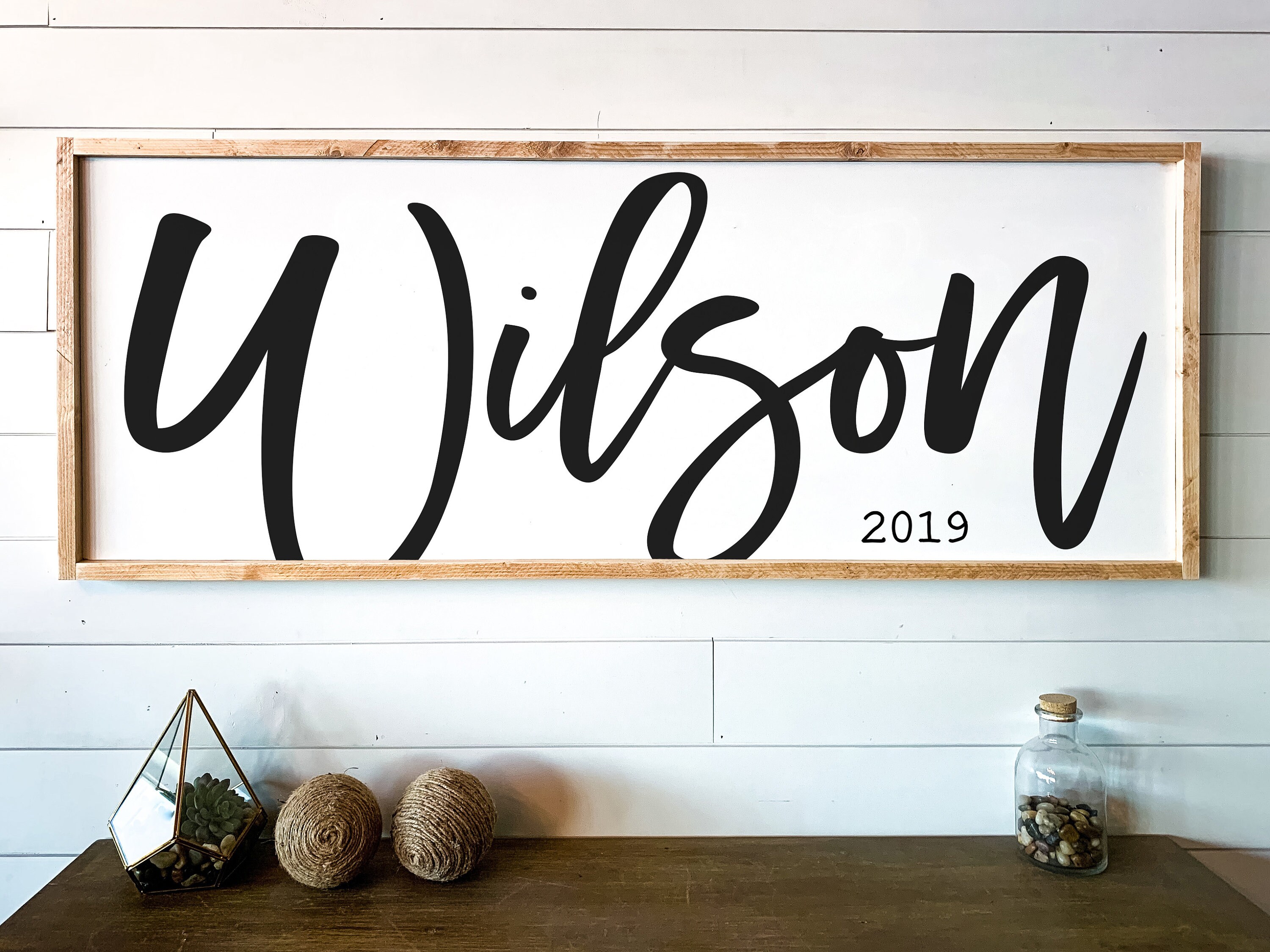 Last name wall decor Personalized wood wall art Modern Etsy