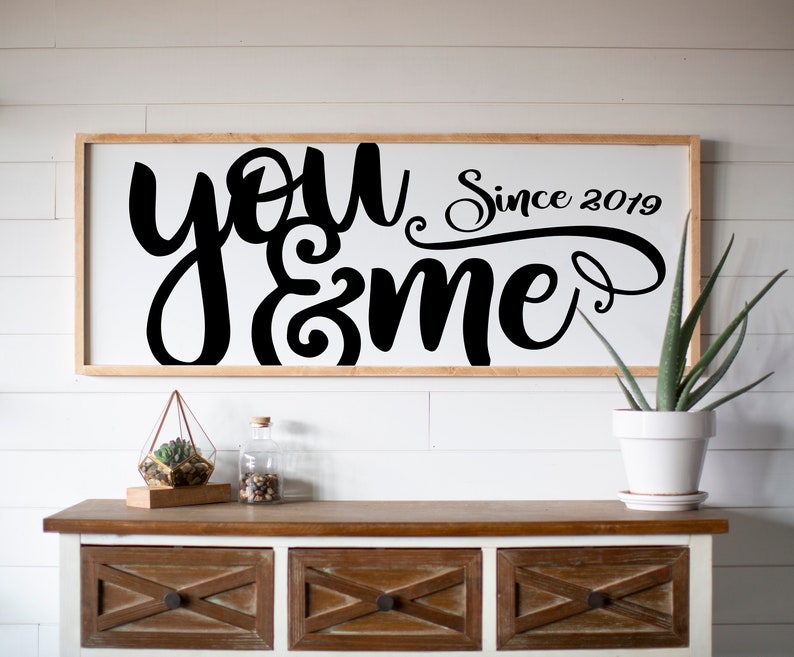 You & Me Wood Sign, Bedroom Wall Decor, Modern Farmhouse Anniversary Gift, Above the Bed Sign, Master Bedroom Decor, Gift for Mom 