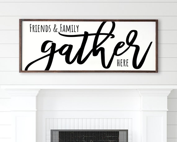 Friends and Family Gather Here Framed Sign Home and Living