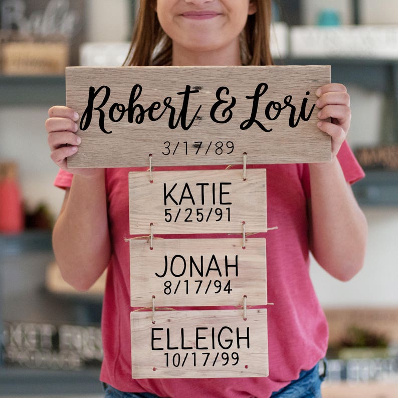 Family Gift Reclaimed Wood Custom Family Name Signs Anniversary Gift for Her Gift for Parents Gift for Mom Personalized Spring Home Decor image 8
