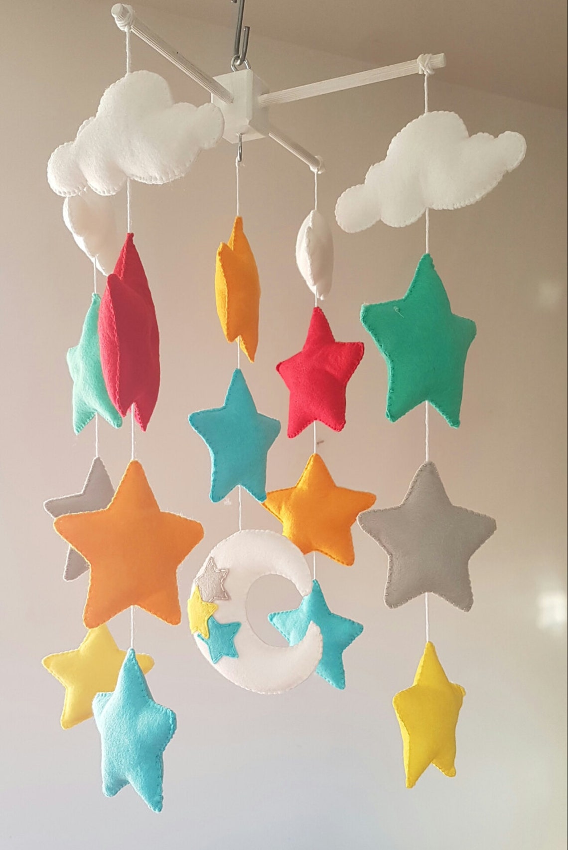 Baby Mobile Cot Mobile Clouds and Stars Mobile Moon Etsy