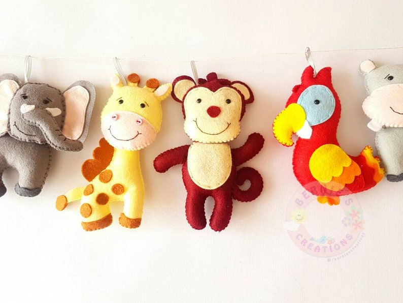 Jungle Animals Wall Banner Jungle Animals Felt Garland Etsy UK