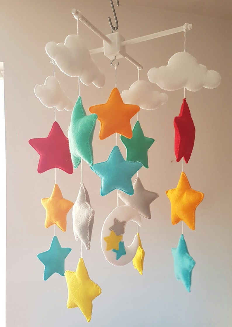 Baby Mobile Cot Mobile Clouds and Stars Mobile Moon Etsy